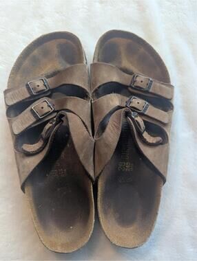 Birkenstock Brown Suede Sandals with Buckle Straps